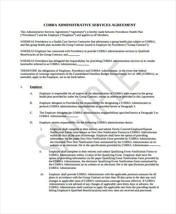 administration service agreement form
