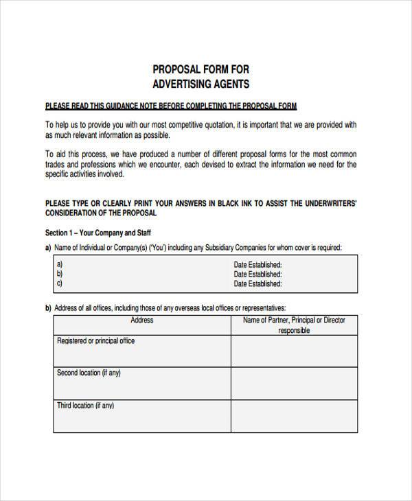 advertising proposal form example