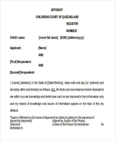 Affidavit Form Template