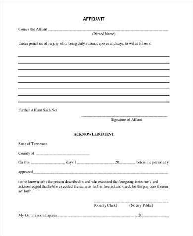 affidavit for general information form