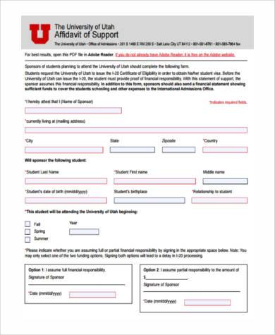 affidavit of support form free