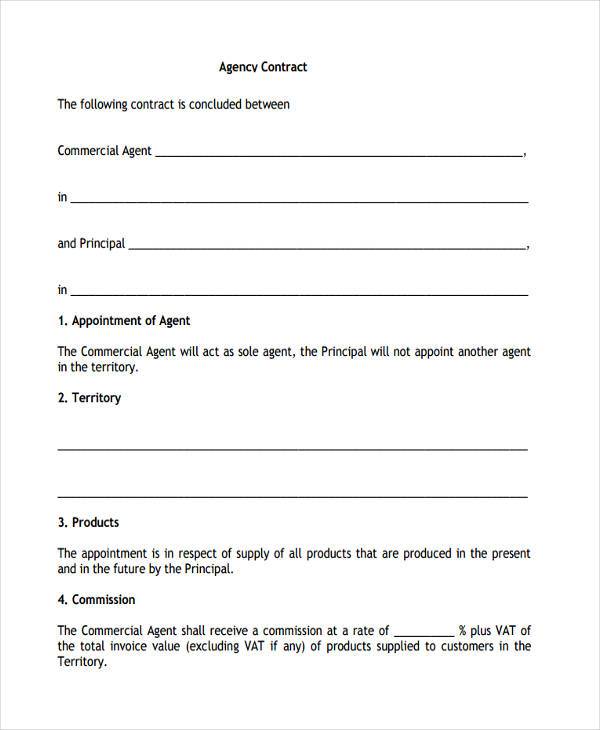 FREE 8+ Sample Agency Contract Forms in PDF | MS Word