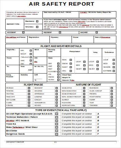 air safety report form in word format
