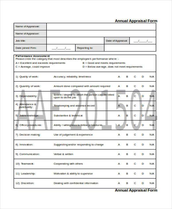 annual appraisal form