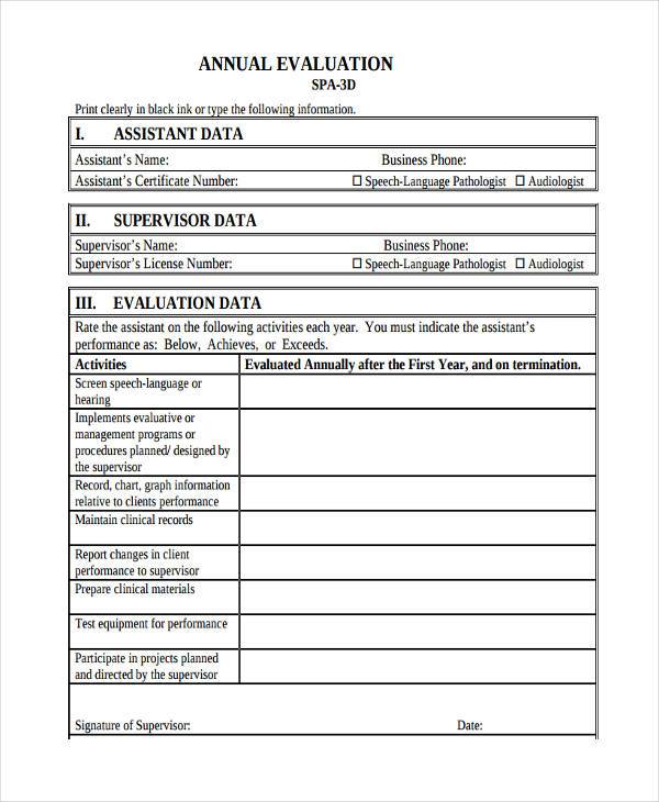 Annual Evaluation Form Sample Hot Sex Picture