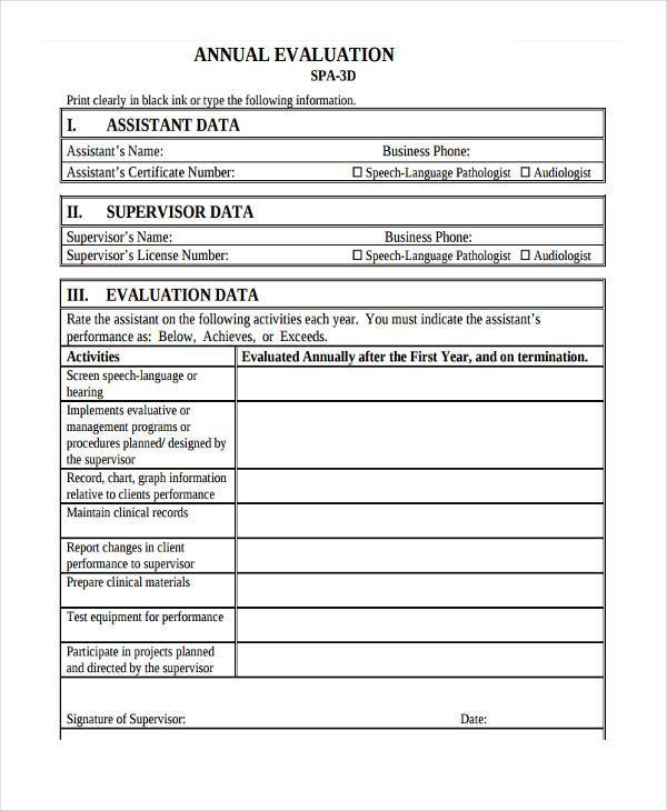 annual evaluation form in pdf