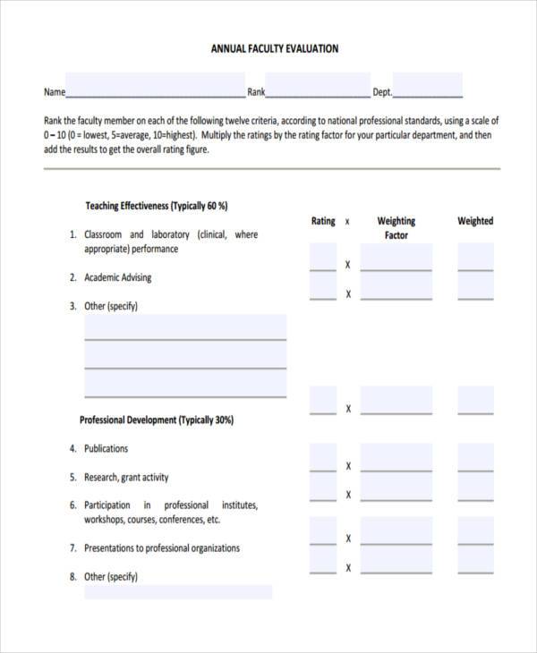 annual faculty evaluation form