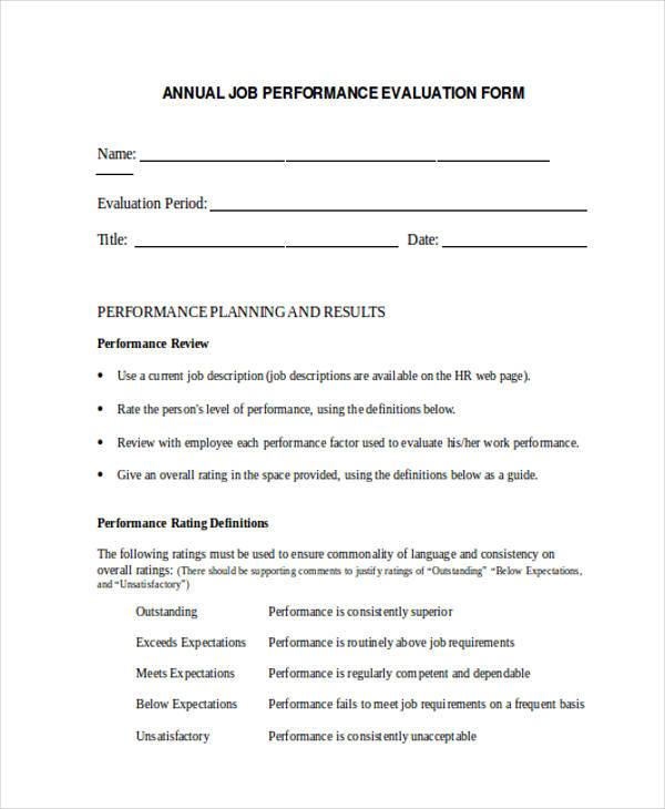 FREE 9+ Sample Annual Evaluation Forms in PDF | MS Word