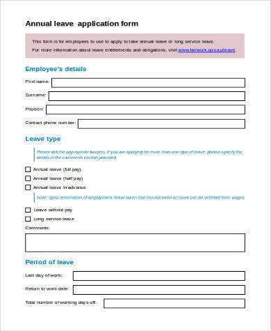 annual leave application form