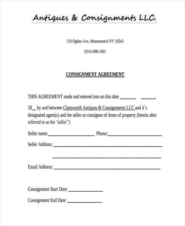 17 Consignment Store Contract Template Template Invitations 