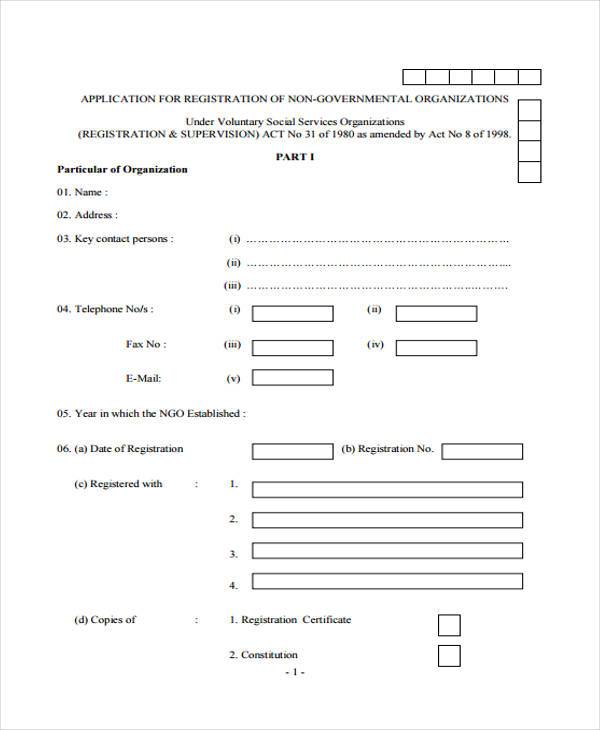 application ngo registration form