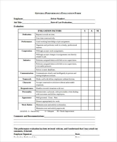 appraisal evaluation form in word format