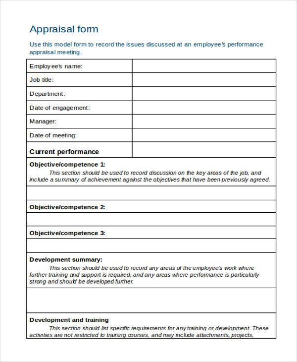 appraisal form in word format1