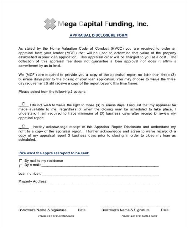 appraisal waiver disclosure form2