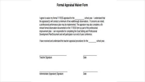 appraisal waiver form samples