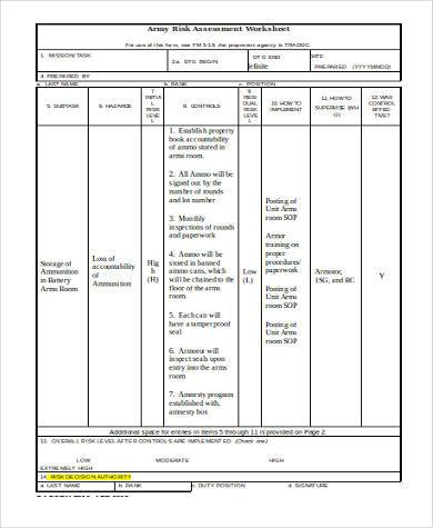 Mod Risk Assessment Form FREE 32+ Sample Risk Assessment Forms in PDF | MS Word | MS Excel