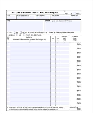 army supply request form
