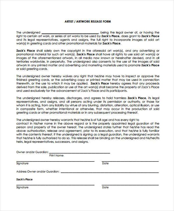 FREE 9+ Sample Artwork Release Forms in PDF MS Word