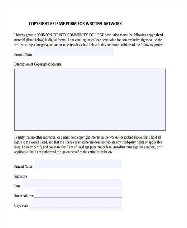 artwork rights release form
