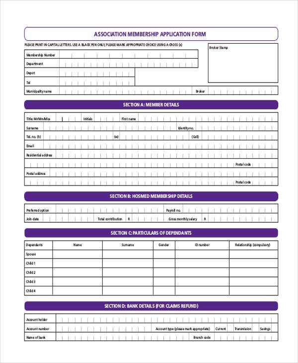 Free 9 Membership Application Forms In Pdf Word Excel 0054