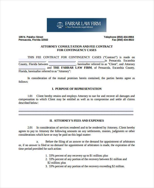FREE 8+ Contingency Fee Agreement Forms in PDF MS Word