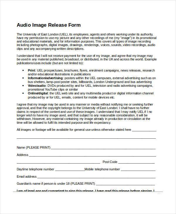 audio image release form