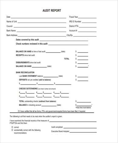 audit report form in pdf