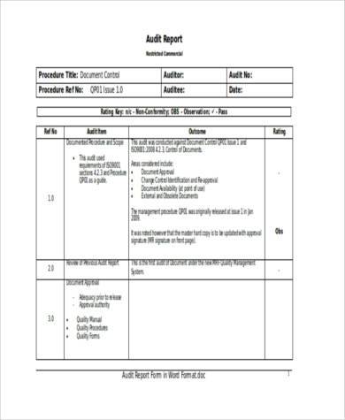 audit report form in word format