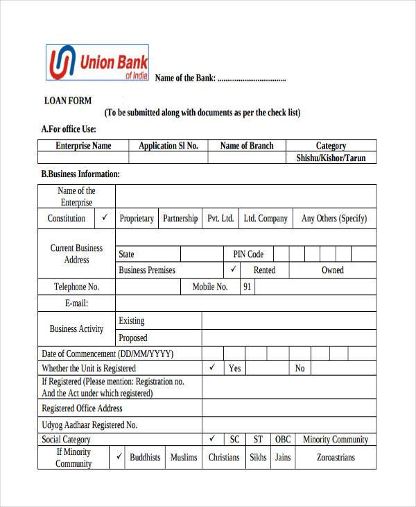 bank loan proposal form in pdf