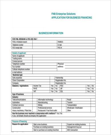 basic business application form
