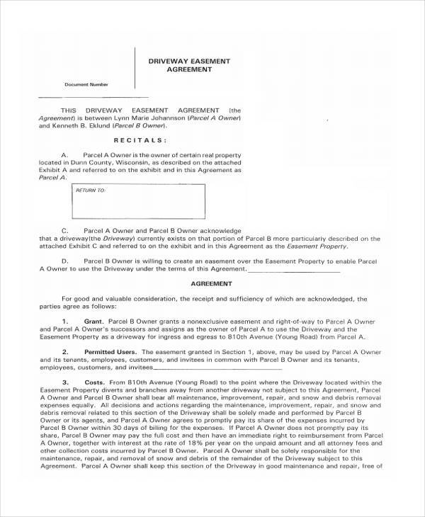 FREE 7 Sample Driveway Easement Agreement Forms In PDF MS Word