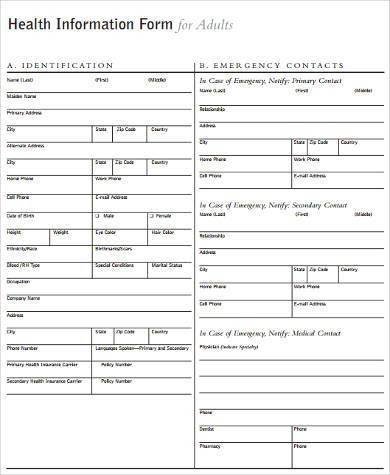 basic health information form