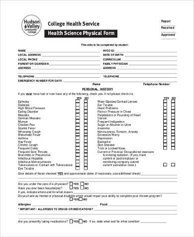 basic health physical form