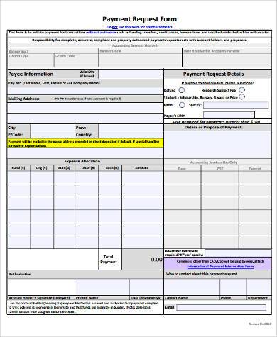 basic payment request form