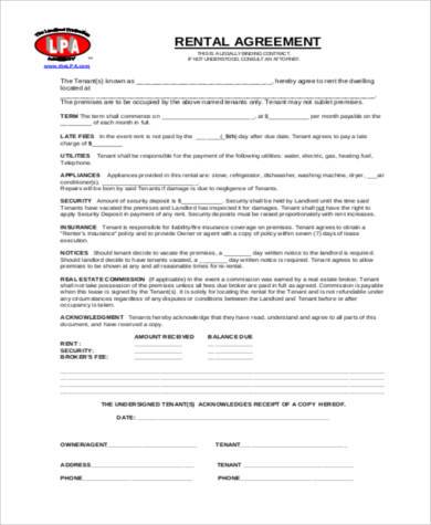 basic rental agreement form