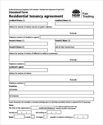 basic residential tenancy agreement form