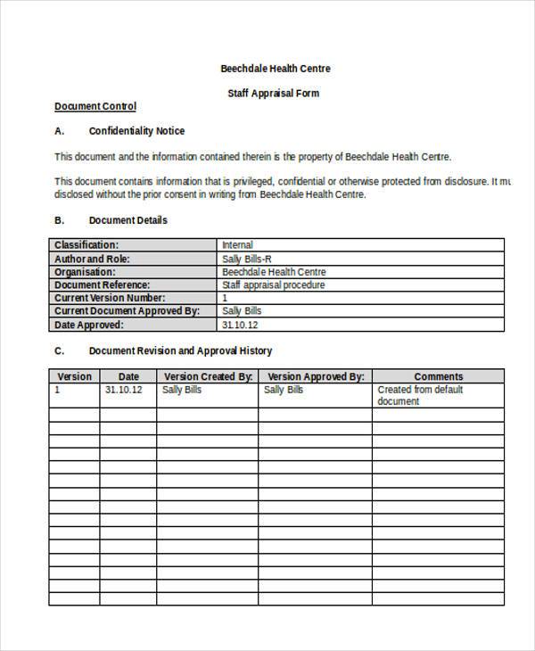 basic staff appraisal form