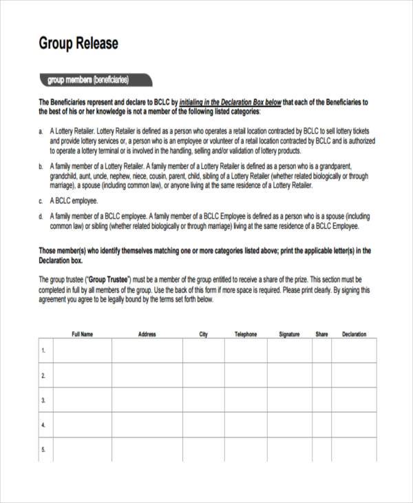 Free 7 Sample Beneficiary Release Forms In Pdf Ms Word 4588