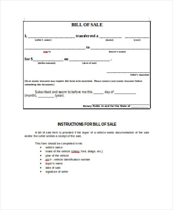 bill of sale form in doc