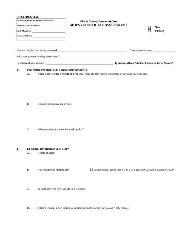 biopsychosocial assessment form