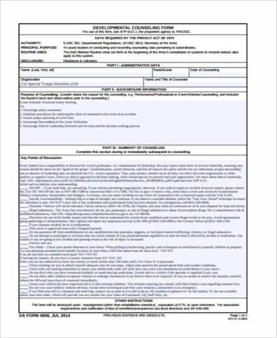 army counseling form