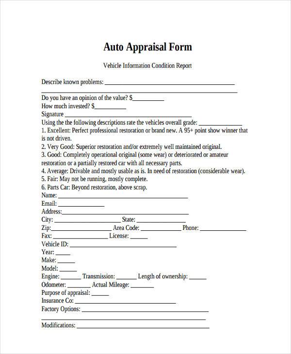 blank auto appraisal form2