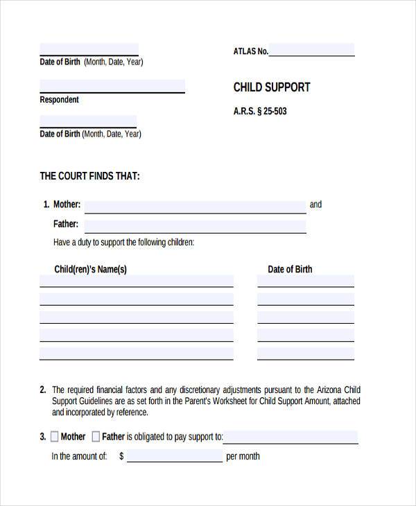 Free 8 Child Support Agreement Forms In Pdf Ms Word