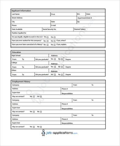 free 9 sample blank job application forms in pdf ms