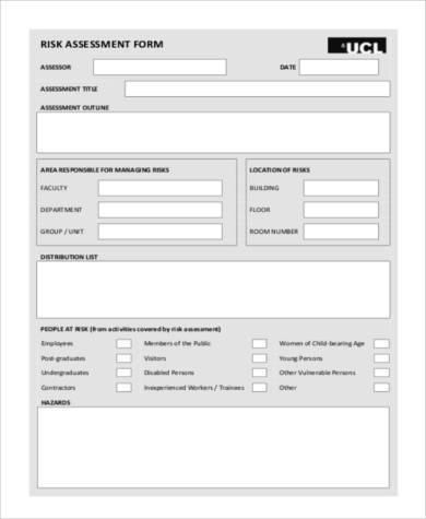 blank generic risk assessment form