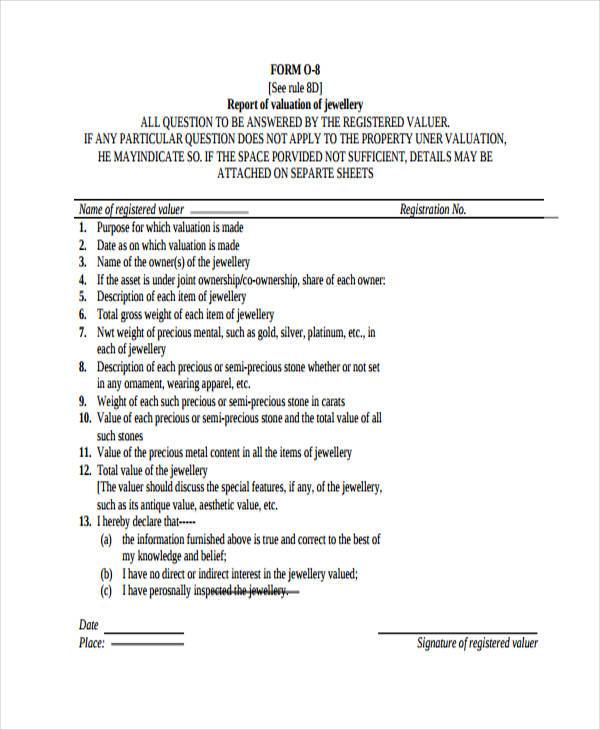 Printable Jewelry Appraisal Form Template Printable Templates