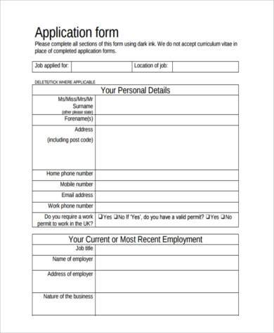 Job Application Form Sample - 9+ Free Documents in Word, PDF