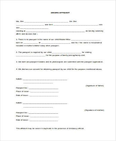 free 20 sample blank affidavit forms in pdf ms word excel