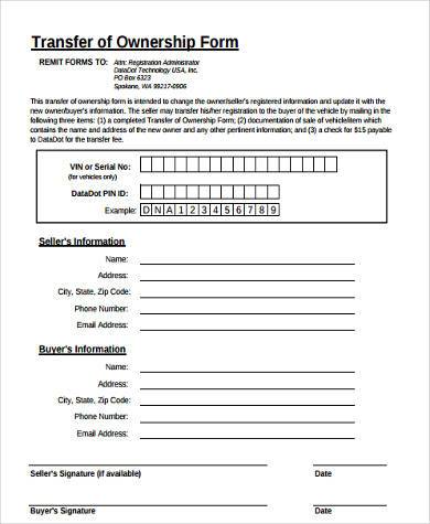 Transfer Of Ownership Form Fill Online Printable Fillable Blank ...