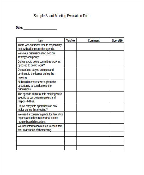 FREE 8+ Meeting Evaluation Forms in PDF MS Word